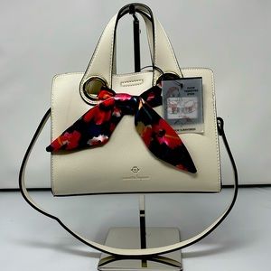 NANETTE LEPORE Regina Satchel Handbag Vegan Leather Removable Scarf